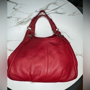 Daniel Pebble Red Leather Bag Gold Hardware In Good condition 3 Pockets Zippers